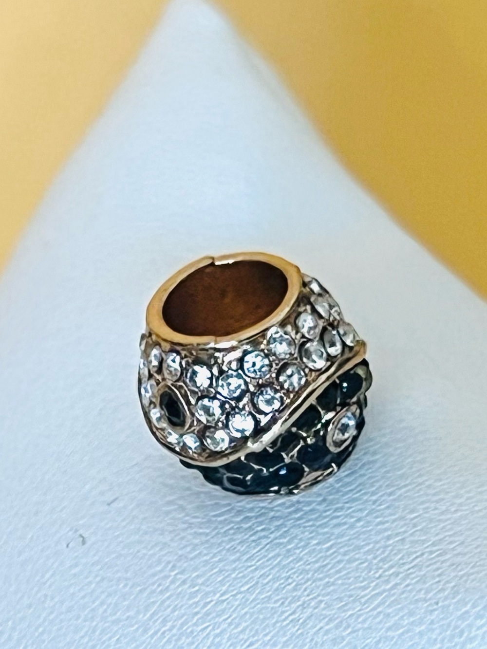 Gold plated black & clear crystal paved Bracelet charm